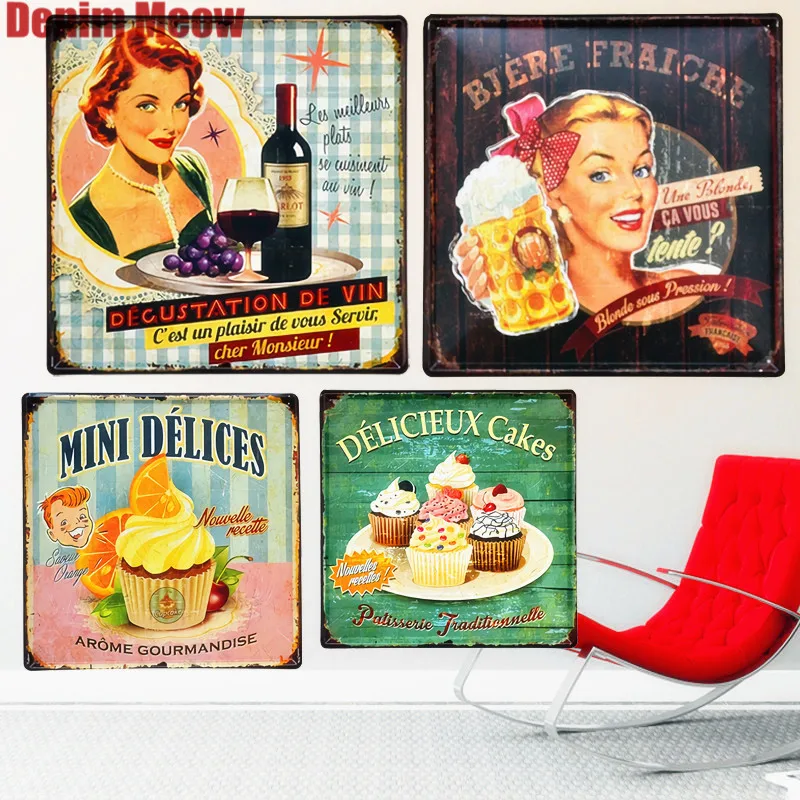 Carteles de Metal para decoración de Bar, Mini placas delicadas de cerveza fresca, póster artístico Vintage para pared, 30x30cm