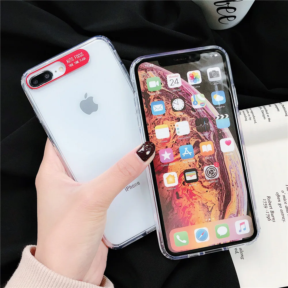 Мягкий чехол из ТПУ для iphone 7 8 plus X s max Xr чехлы XS Прозрачный Простой цветной