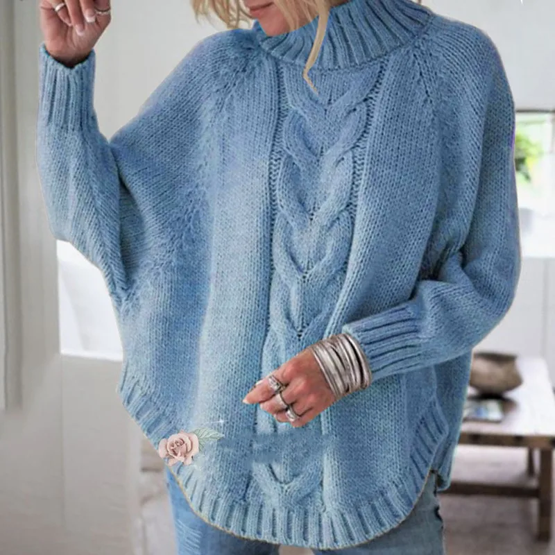 2019 half a turtle neck relaxed leisure bat sleeve knit sweater dress | Женская одежда