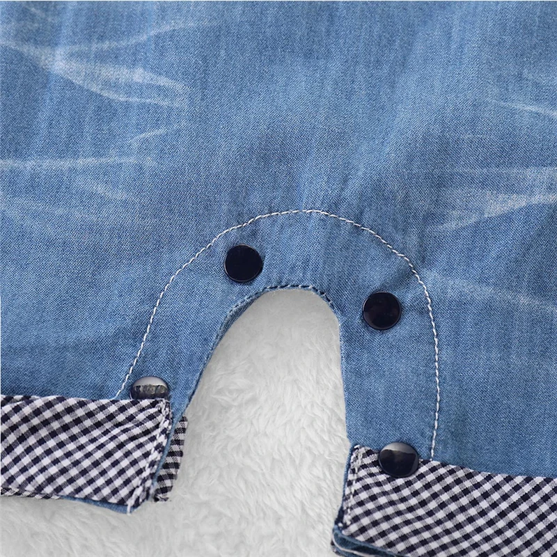 2019 Summer Short Sleeve Round Neck Blue Pocket Denim Jumpsuit Outfits Clothes Playsuit Toddler Newborn Kids Baby Boy Romper |