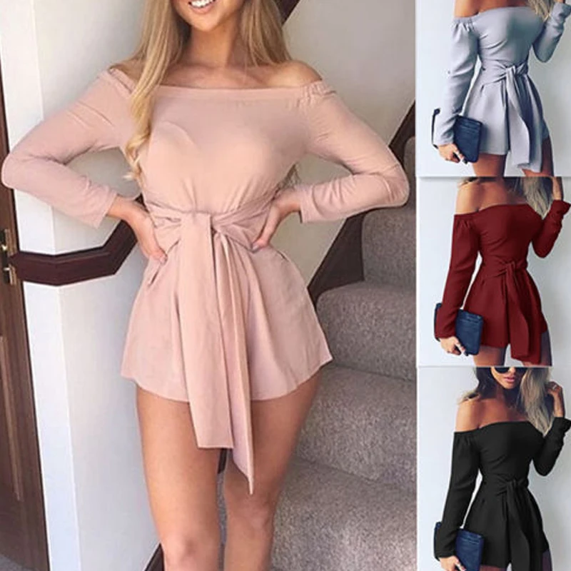 Фото Summer Dress 2018 Women Sexy Casual Mini Dresses Ladies Solid Slash Neck Long Sleeve Bodycon Женская одежда Summer Dress 2018 Women Sexy Casual Mini Dresses Ladies Solid Slash Neck Long Sleeve Bodycon Женская одежда