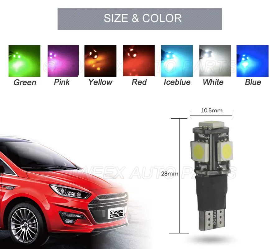 4 шт. Автомобильные светодиодные лампы T10 W5W 194 5 SMD 5050 | Автомобили и мотоциклы
