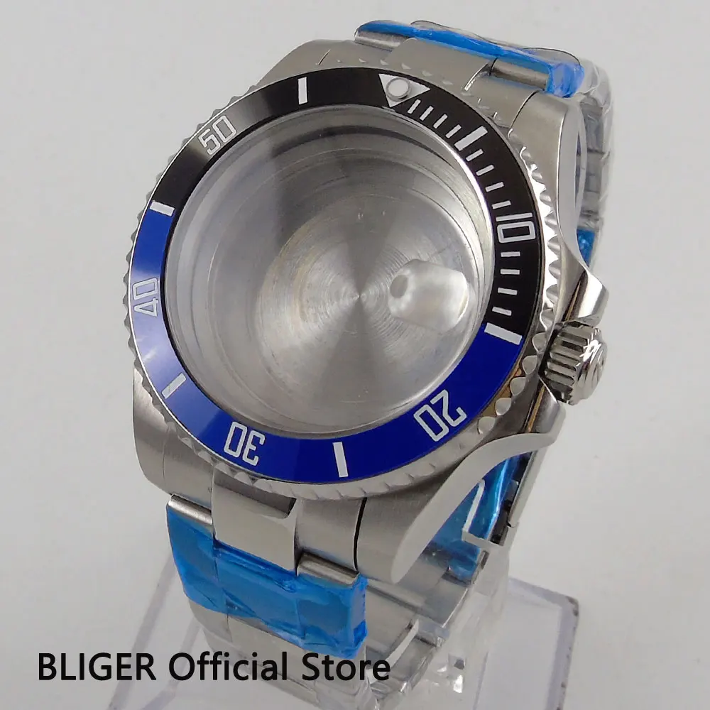 Однотонный 43 мм чехол BLIGER 316L из нержавеющей стали и керамики для ETA 2836 с