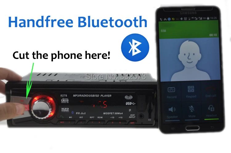 Автомагнитола 12 В стерео система с поддержкой Bluetooth FM радио MP3 USB SD MMC Типоразмер 1