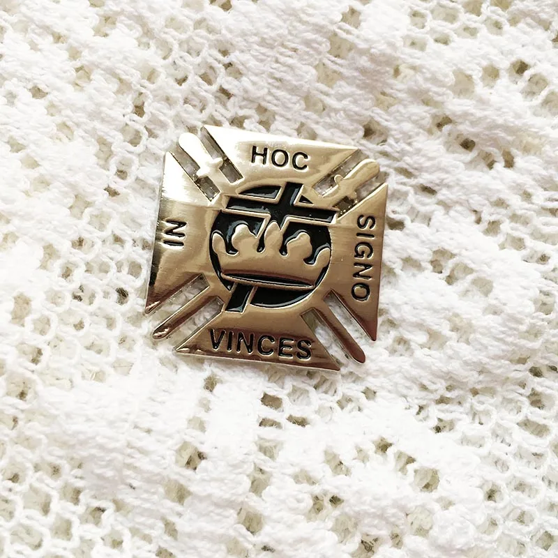 

50pcs Free Masons Brooch Masonic Custom Lapel Pin Badge Knights Templar York Rite VINCES IN HOC SIGNO Soft Enamel Pins Badge