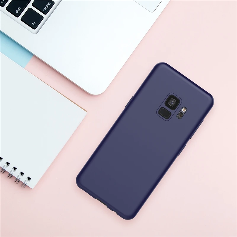 GrandEver мягкий карамельный простой чехол для Samsung Galaxy S9 plus однотонный черный