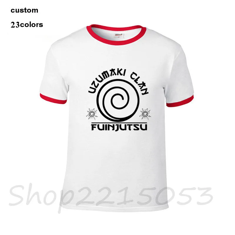 2018 японский стиль Uzumaki clan Мужская футболка camisas игра с коротким рукавом черная