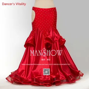 2018 Роскошная Профессиональная женская одежда для танца живота на заказ, юбки с широкими кругами, юбки для фламенко, атласная юбка для танца живота