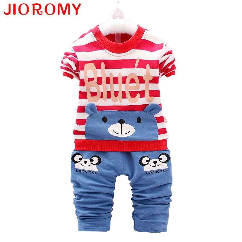 

JIOROMY 2019 New children clothing Suit Striped cartoon ear top+pants 2 PCS sets Comfortable cotton For 2-5 Yrs kids k1