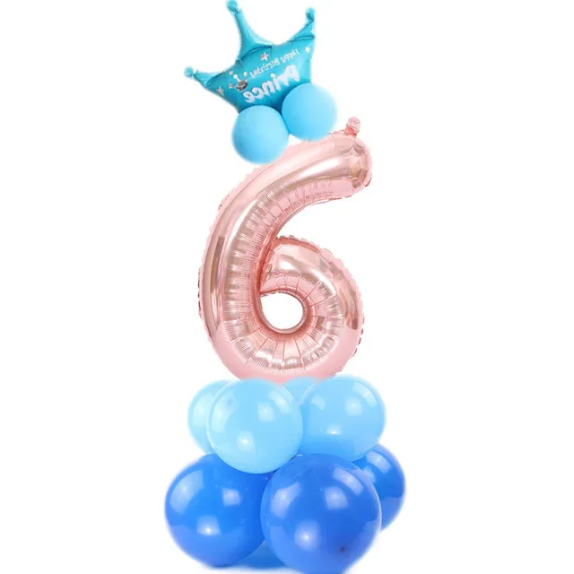 Blue set 6 1 набор, 0-9, воздушные шары в форме цифр, цифры, фольгированные шары, розовые/голубые короны, воздушные шары на день рождения, свадьбу, вечерние шары, товары для декора, воздушные шары - Цвет: Blue set 6