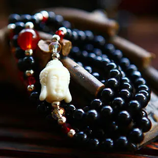 Оптовая продажа Религия Ювелирные Будда головы черный оникс Смола Хрустальные