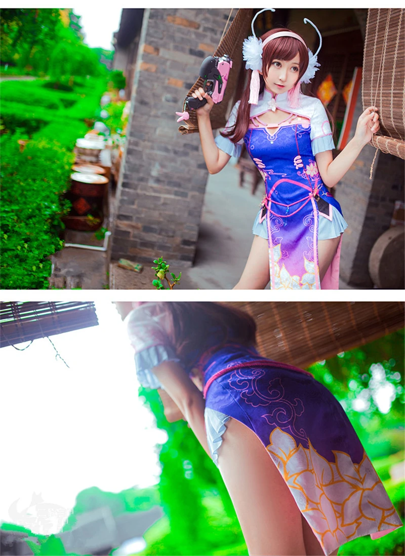 Игра OW D. va DVA песня Хана Косплей Костюм Cheongsam женское платье летние платья D. va костюмы Рождественская вечеринка платье костюм