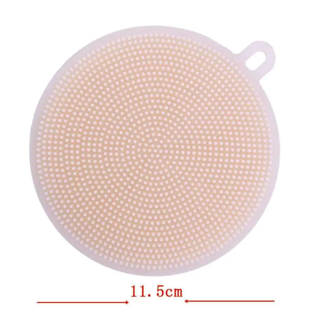 Round Beige Многофункциональная силиконовая щетка для чистки посуды, силиконовая губка для чистки посуды, кухонный горшок, очиститель, инструмент для мытья - Цвет: Round Beige