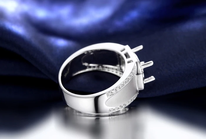 

CaiMao Oval cut Semi Mount Ring Settings & 0.47ct Diamond 18k White Gold Gemstone Engagement Mens Ring Fine Jewelry
