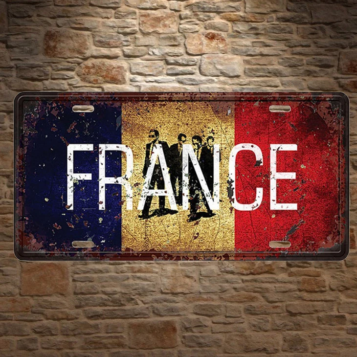 

1 pc France Flag cup World Paris french football plaques shop store Tin Plates Signs wall Decoration Metal Art Vintage Poster
