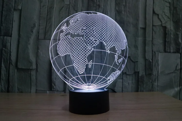 Новинка 7 цветов изменить Творческий 3D карта мира акриловые видимого света светодиодный светильник украшения лампы Спальня ночник Подарки IY803317
