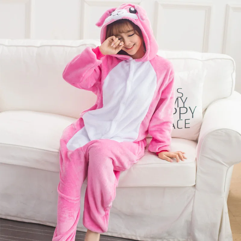 Банни Kigurumi пижамы с принтом животных для девочек комбинезоны взрослых кролик