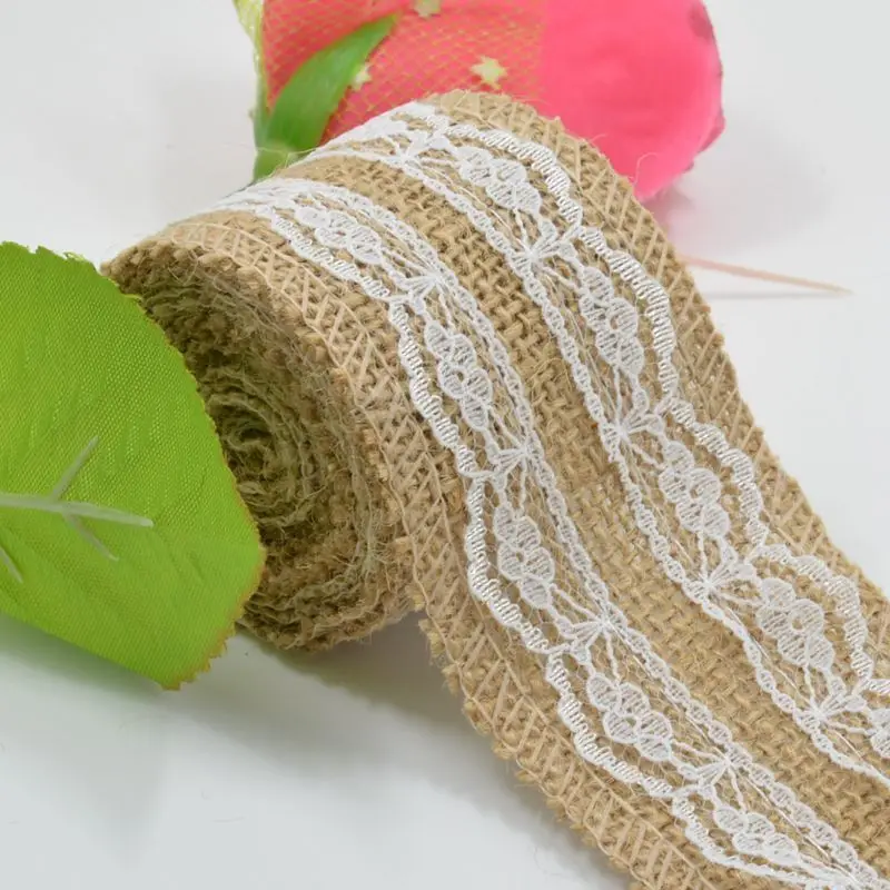 5 метров натуральная джутовая Мешковина с кружевной лентой простой декор для
