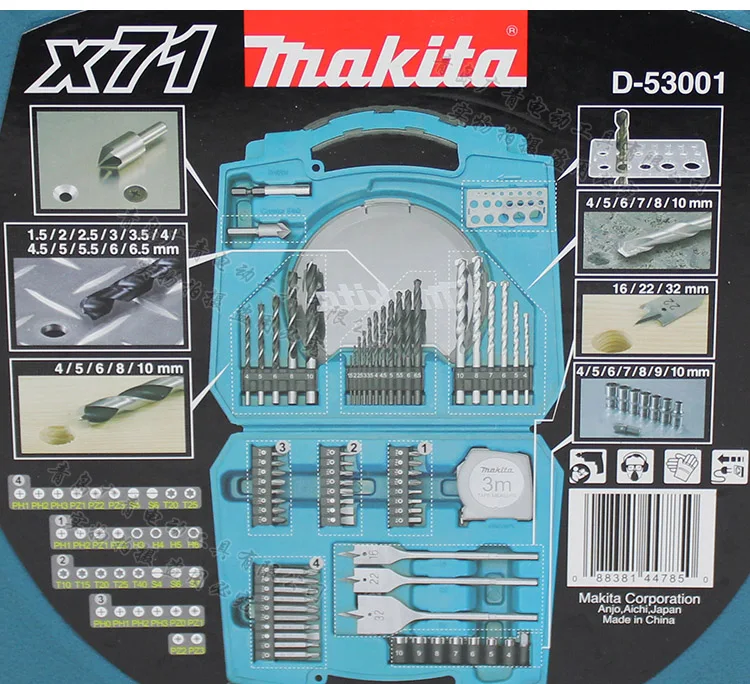 

Original Japan Makita Impact Drill Bits Metal Twist drill Bits Phillips Screwdriver Bits Hand Drill Accessories 71PCS / Set