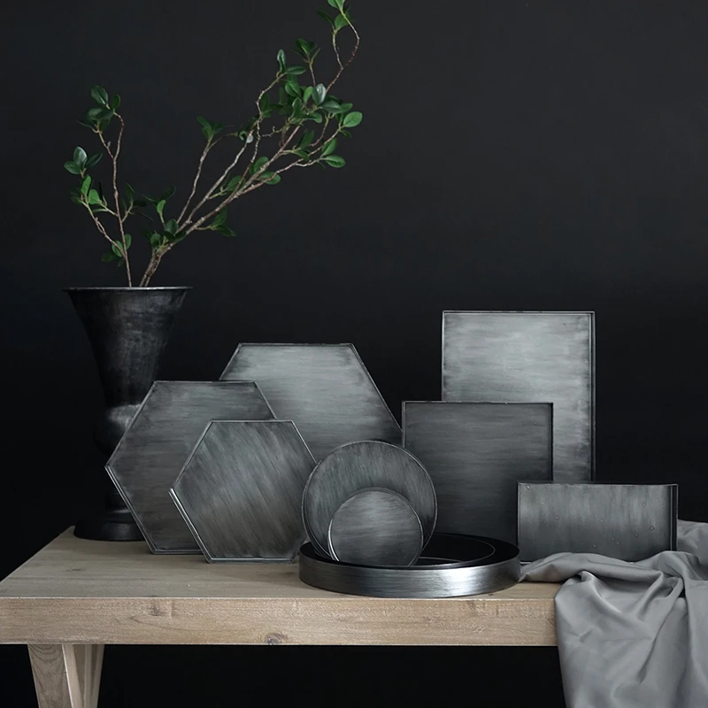 Rectangular storage tray Geometric metal fruit bowl Vintage silver cake snack wedding arrangement | Дом и сад