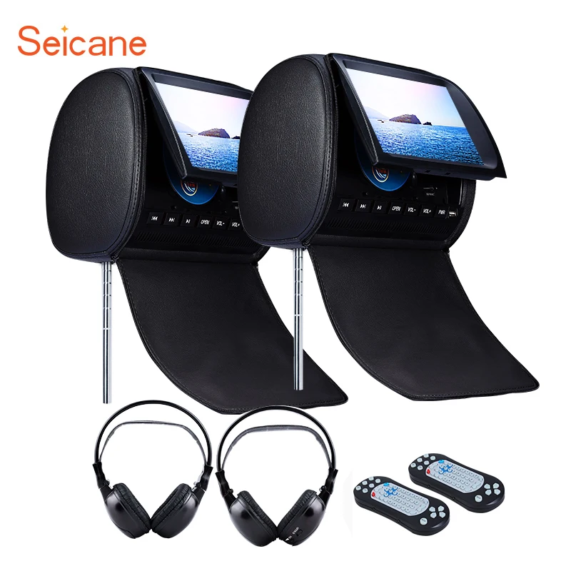 Seicane 9 дюймов 800*480 подголовник dvd плеер с FM играми и застежкой молнией (1 пара) синий