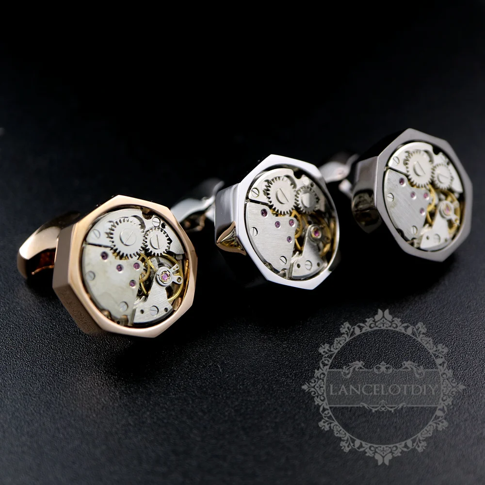 Круглые паровые часы в стиле панк модные медные запонки золотого серебряного