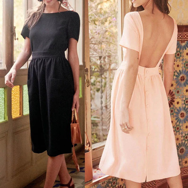 2019 новые женские модные полиэстер на шее с коротким рукавом вечерние длинные