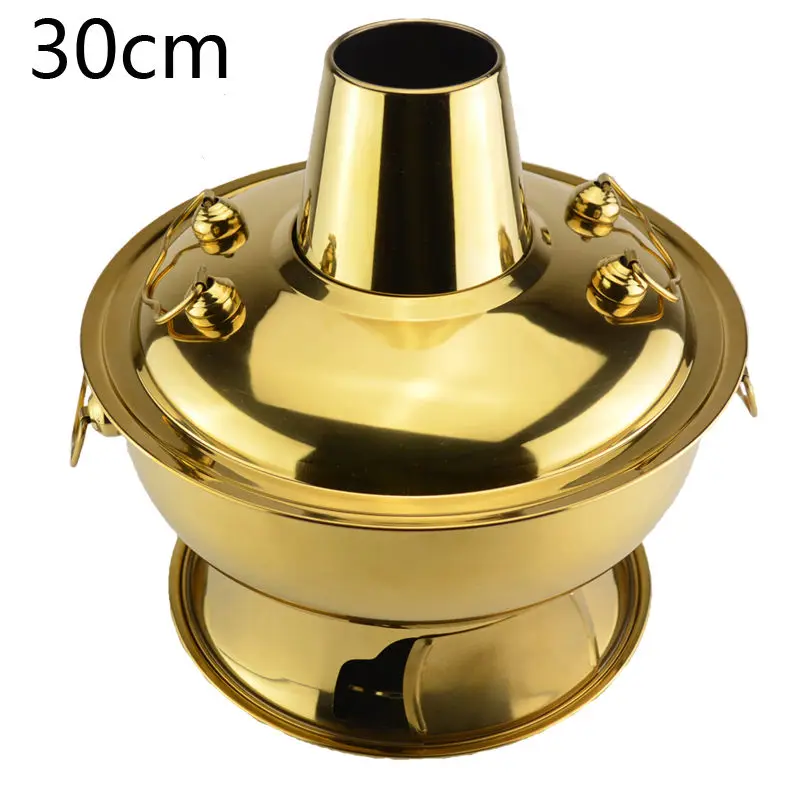 golden Sanqia 2.8l горячий горшок из нержавеющей стали, чаша для натирания, Китайская традиционная угольная горшочек, античная плита для пикника, кухонная посуда - Цвет: golden