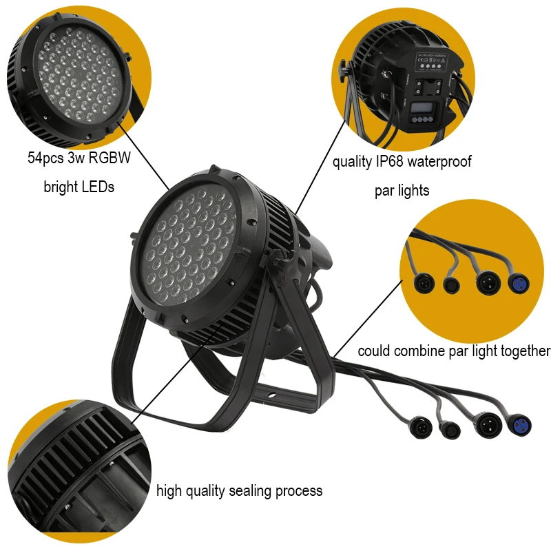 IMRELAX 64 шт. большая мощность 54x3 Вт RGBW 4в1 LED Par свет с футляром для полетов упаковка DMX