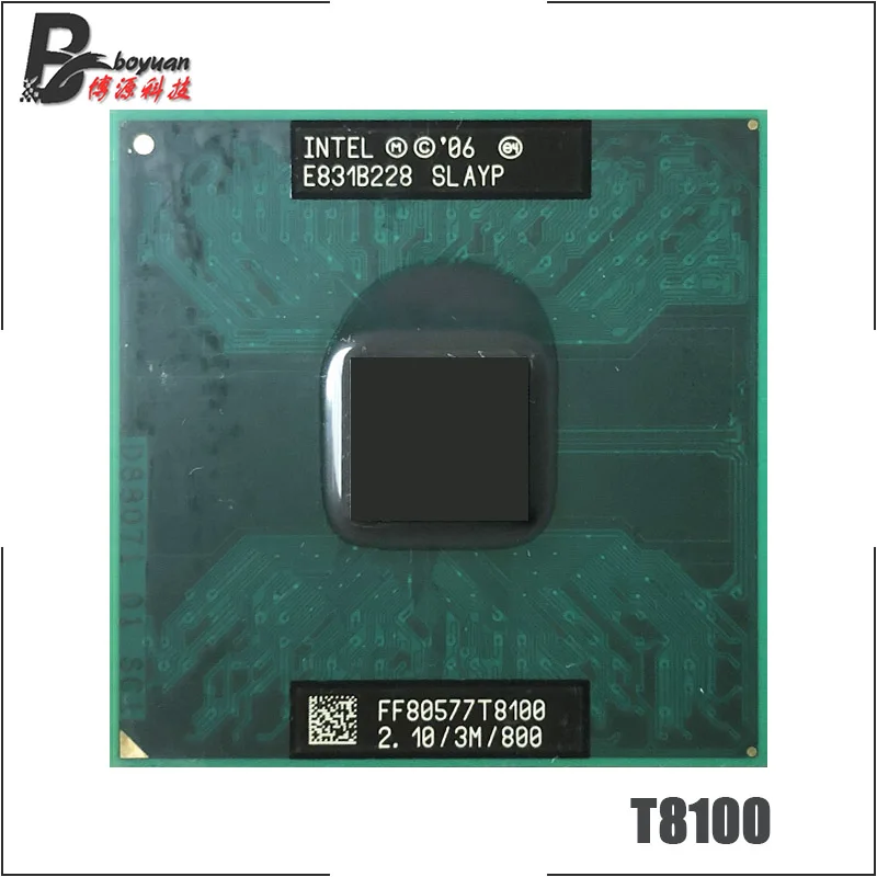 Процессор Intel Core 2 Duo T8100 SLAUU SLAYZ 1 ГГц двухъядерный процессор с двумя потоками 3 м 35