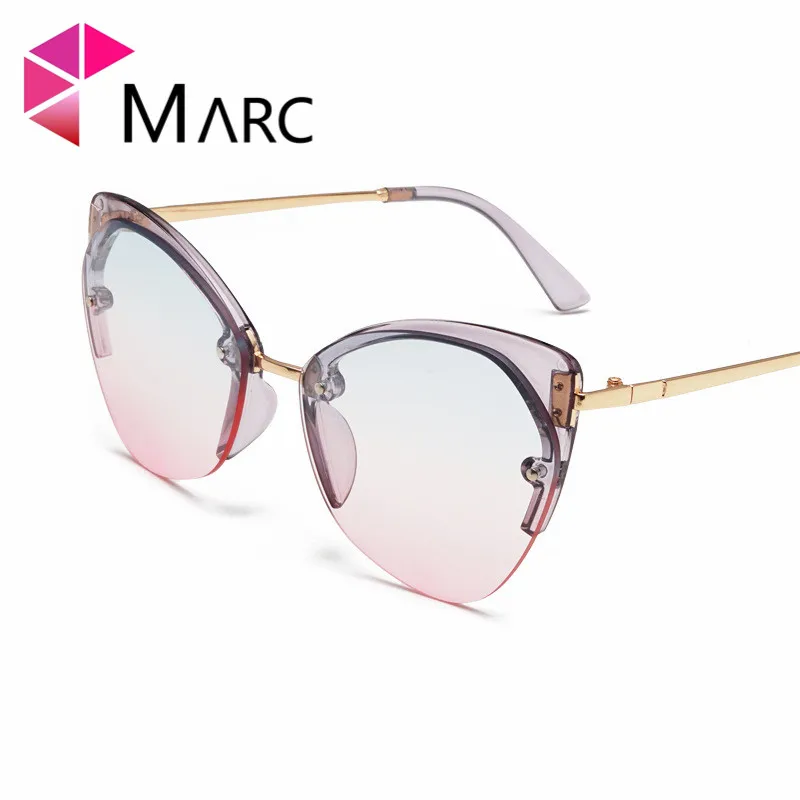 Женские солнцезащитные очки кошачий глаз Mark Fashion полуоправы с прозрачным