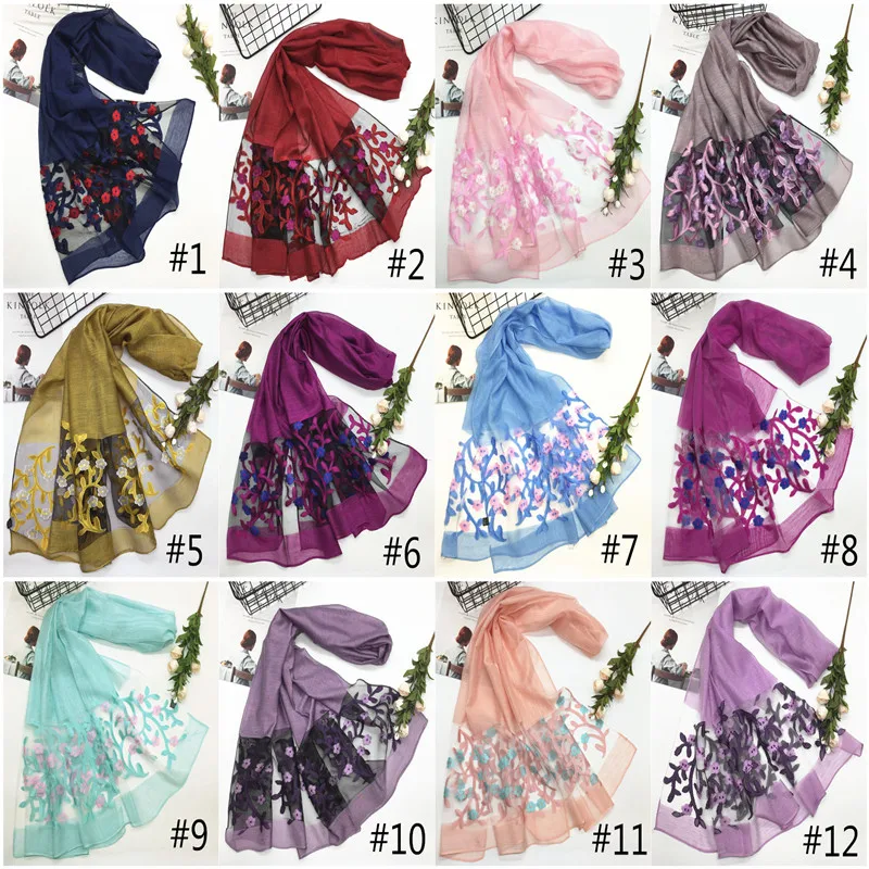 High Quality Luxury lace flower shawls Embroidery scarf-women cotton pashmina bandana muslim echarpe wraps muffler 10pcs |