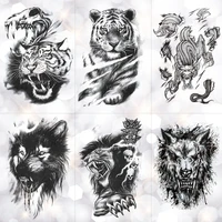 tiger skull leopard dragon waterproof temporary tattoo sticker wolf animals tattoos body art arm hand men fake tatoo