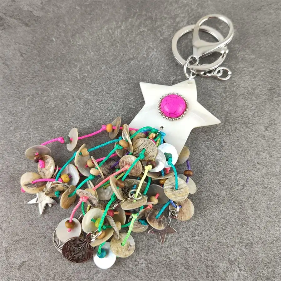 Богемный стиль летний 3 цвета с кисточкой ракушка камень звезда кулон брелки для