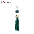 KISS ME длинное подвесное ожерелье популярное зеленое и розовое акриловые бусы ожерелья для женщин модные ювелирные изделия