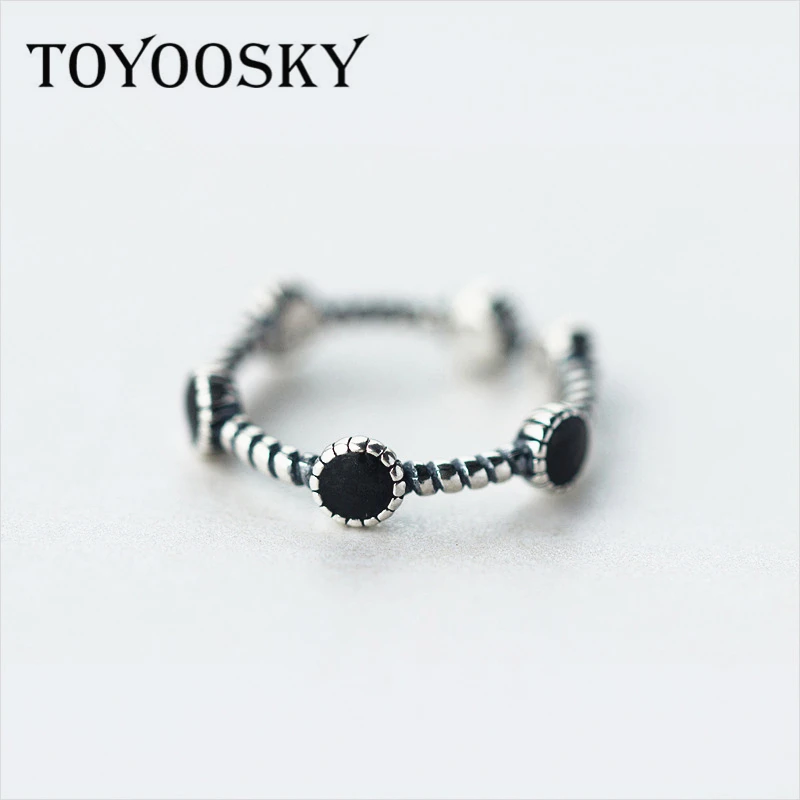 Женские открытые кольца TOYOOSKY круглые Регулируемые серебристого и черного цвета