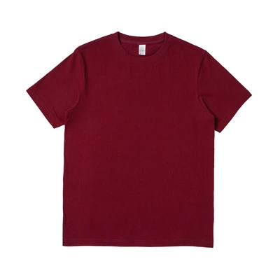wine red Высокое качество, хлопок, футболка унисекс, летняя, короткий рукав, квадратный воротник, повседневные футболки, женские, одноцветные, свободные, базовые футболки для мужчин - Цвет: wine red