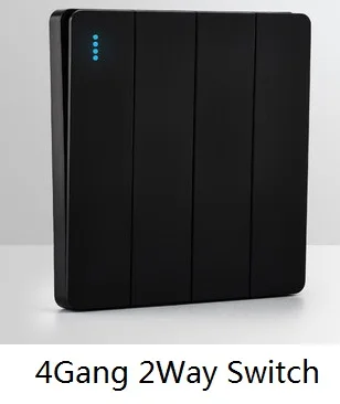 4GANG 2WAY Настенный выключатель темно-черного цвета, 1 канал, 1 канал, 2 канала, 2 канала, 1 канал, многоходовой, 3 банды, 2 канала, 4 канала, 1 канал, выключатель, светодиодный светильник, Бескаркасный - Цвет: 4GANG 2WAY
