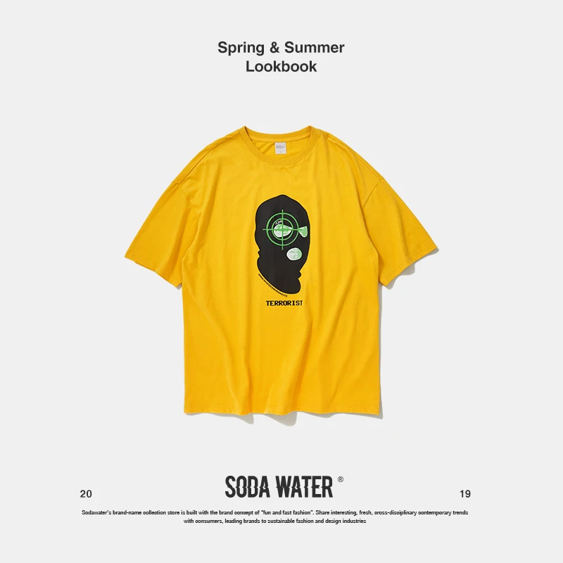 Сода вода мужская o-образным вырезом 2019 хип хоп Харадзюку Стиль Повседневная