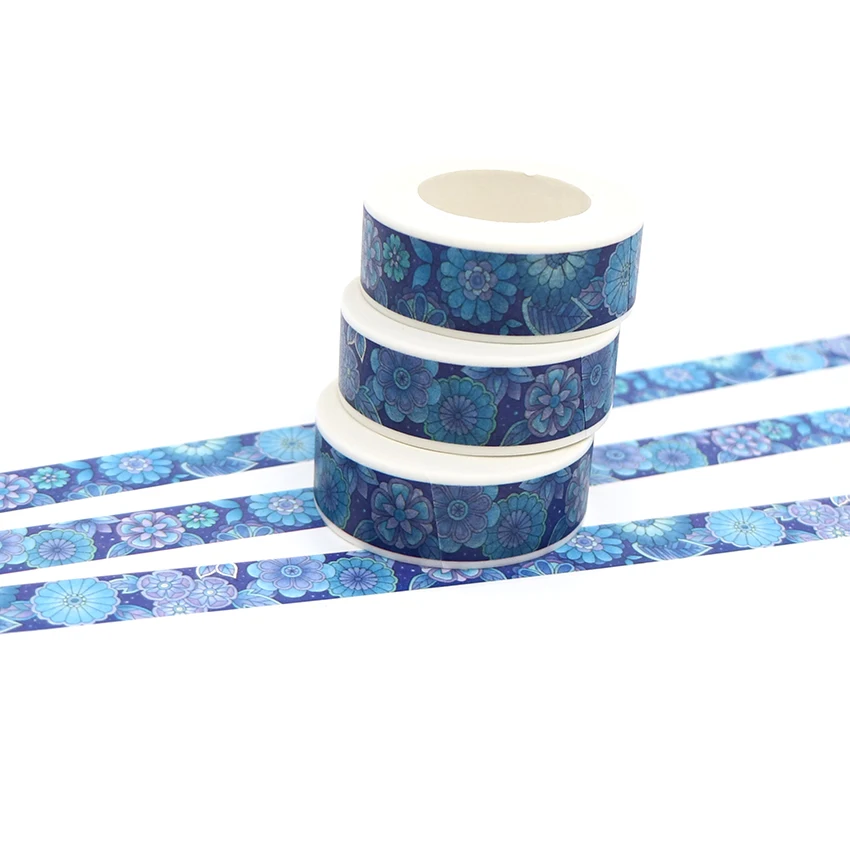 1 шт. Творческий красивый синий цветочный узор васи клейкая лента Бумага ленты