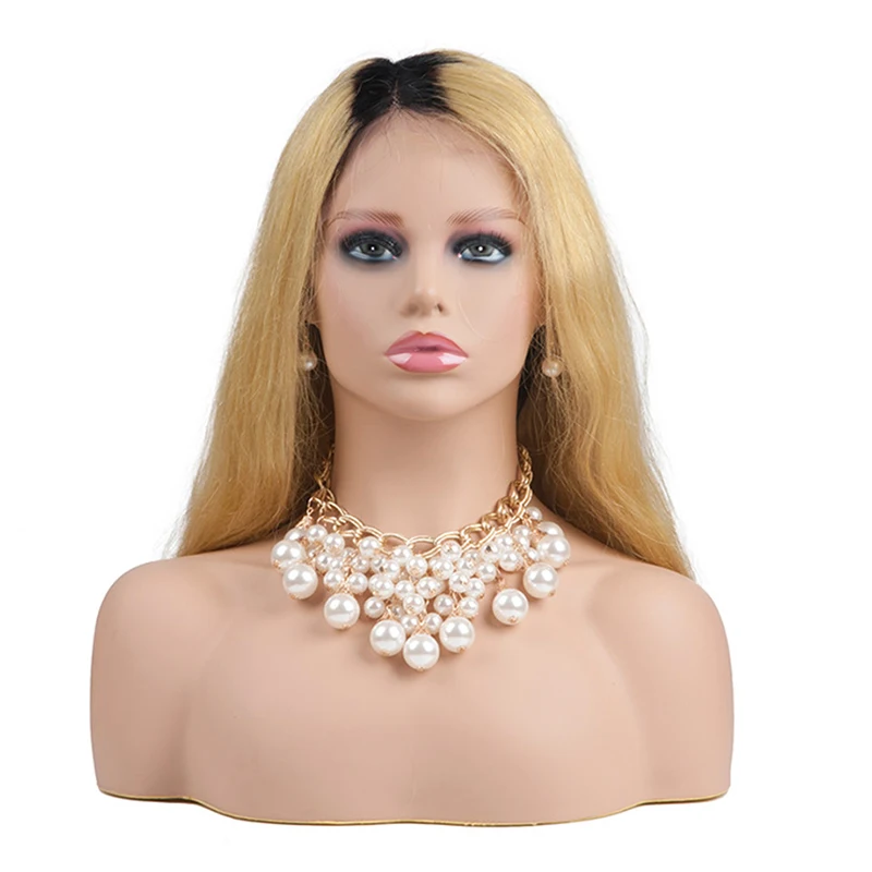 

New High-end luxury Female Realistic Mannequin Head PVC Wig Hat Glasses Diamond Necklace Display Mold Stand Manikin Head