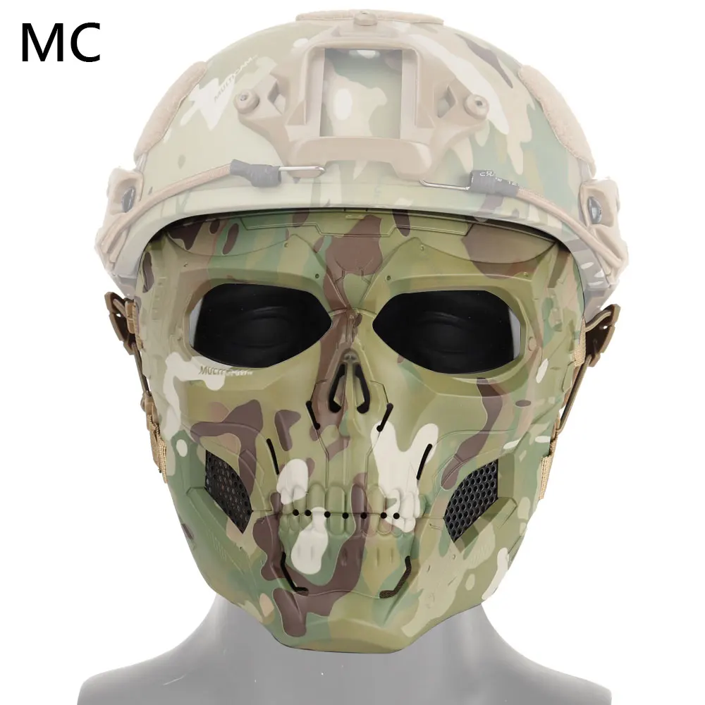 MC Airsoft Shooting Tactical Hunting Equipment Gears Skull Messengers Unisex Full Protective Mask Helmet 2 Wearing Ways Accessories - Цвет: MC