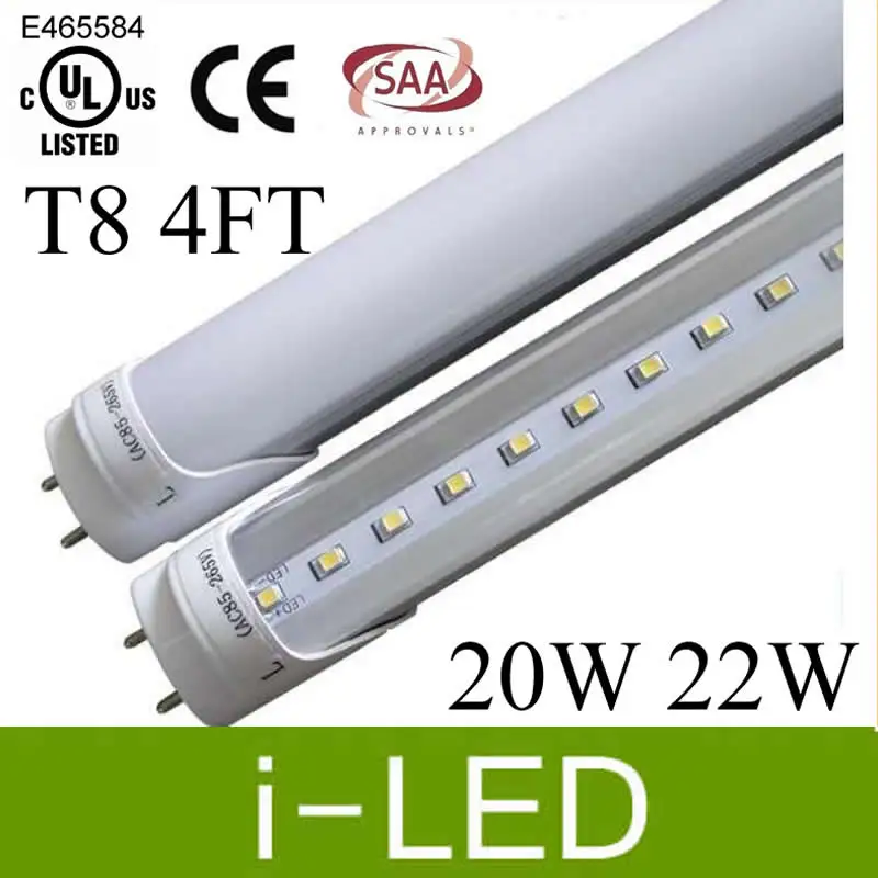 Светодиодные трубки высокой яркости 4ft интегрированные T8 лампы 20 Вт 22 SMD2835