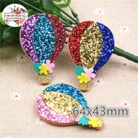 10pcs 64x43mm bling multicolor hot air balloon non woven patches glitter felt appliques for clothes sewing supplies
