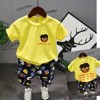 summer new arrived kids toddler boys clothes casual sport suits yellow cartoon t shirt shorts 2pcs sets children beach clothing