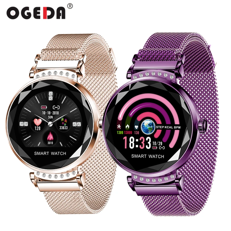 2019 Newest Fashion H2 Smart Watch Women 3D Diamond Glass Heart Rate Blood Pressure Sleep Monitor Bracelet Best Gift Smartwatch |