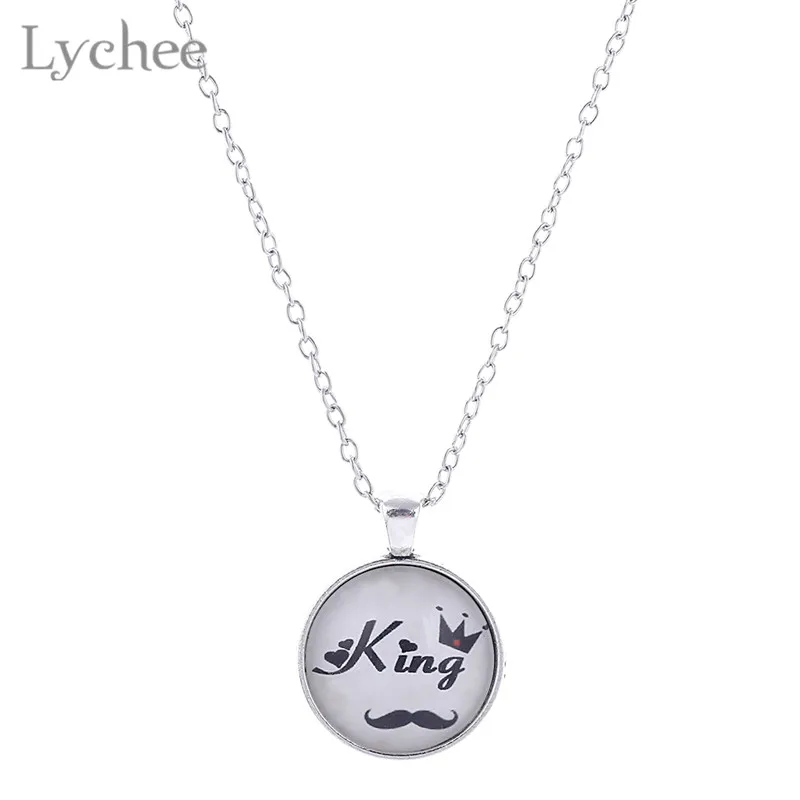 Lychee Трендовое ожерелье из сплава с принтом букв и сердца кабошон черный/белый фон