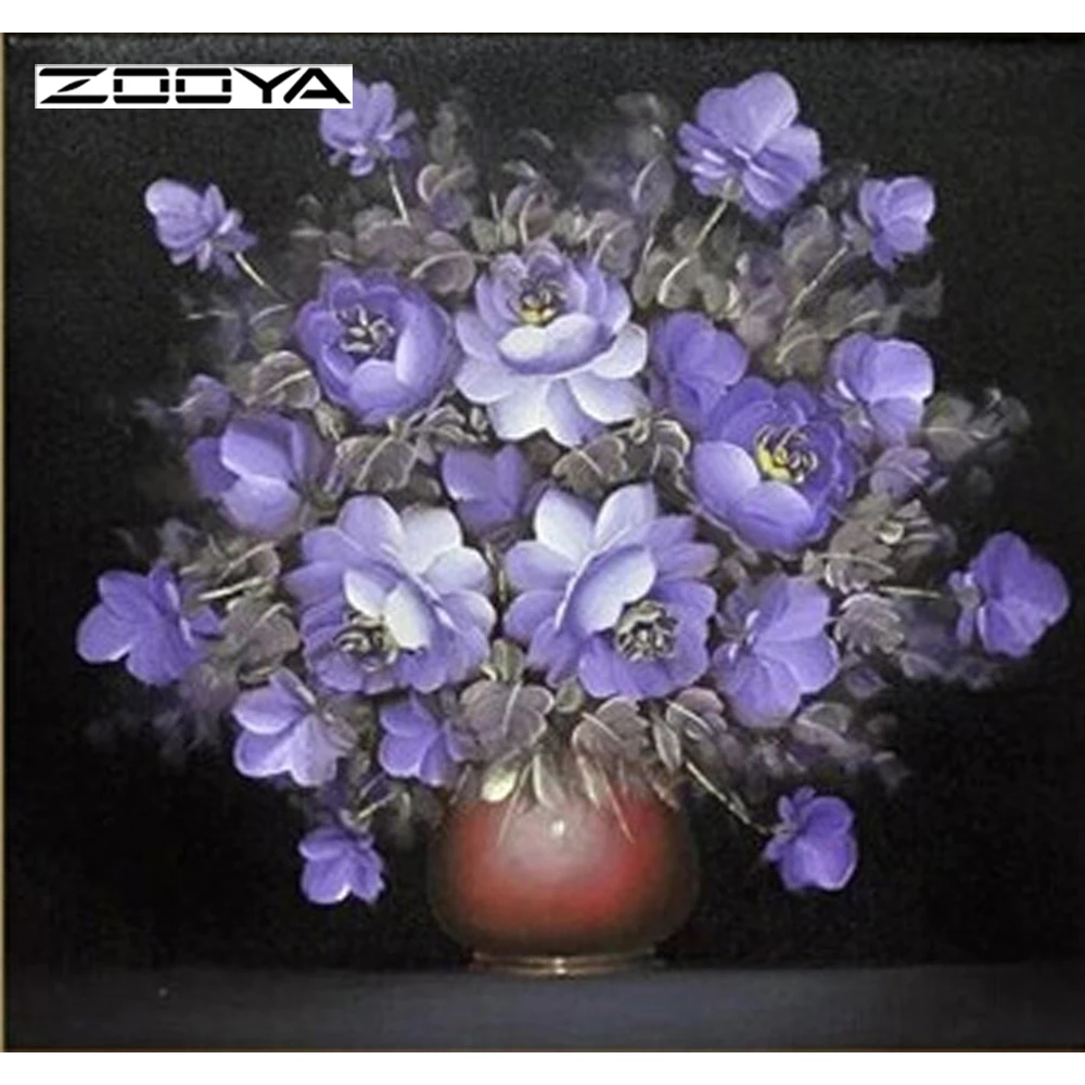 

ZOOYA DIY Diamond Painting Flowers Kit Pictures Of Rhinestones Home Decoration Paint Embroidery Full Drill Flower Vase Icon T212