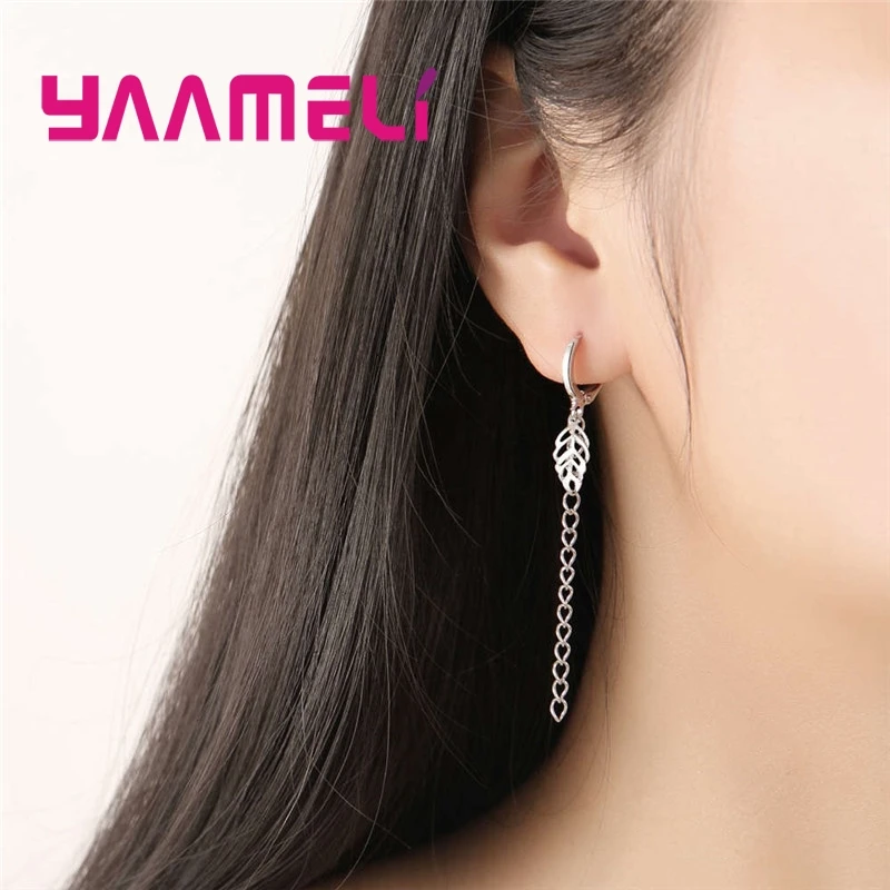 

New Fashion Vintage Women Drop Earrings Hollow Leaves Dangle Long Earring 925 Sterling Silver Trendy Jewelry Oorbellen