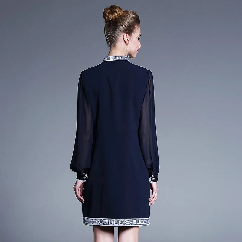 Женское платье с длинным рукавом AOFULI L-XXXL 4XL 5XL элегантное прямое офисное на